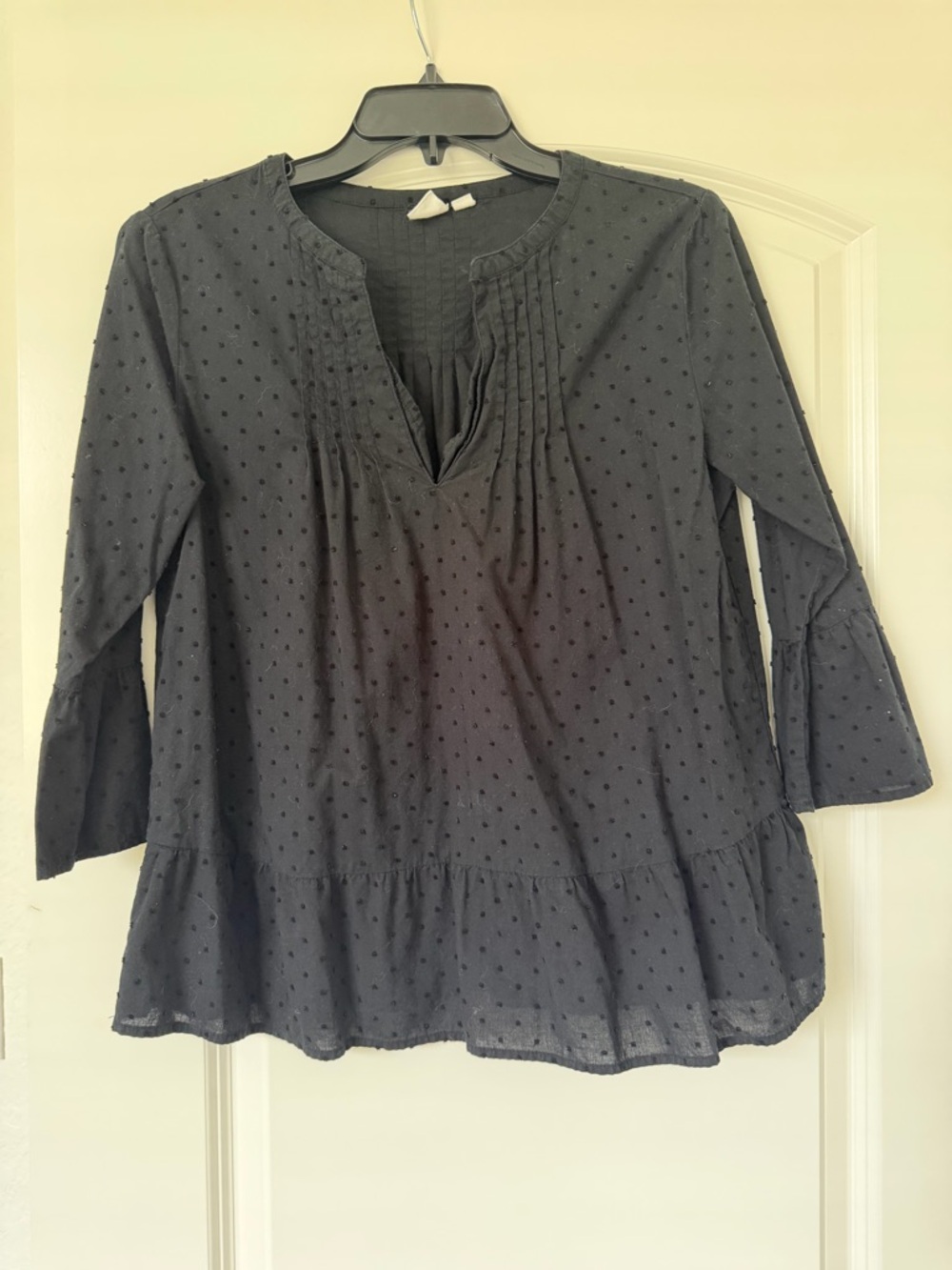 GAP Black Swiss Dot Peasant Blouse